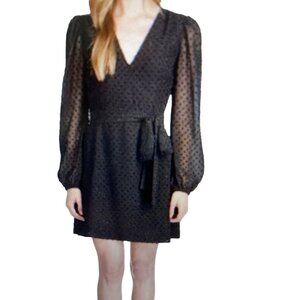 Michael Michael Kors Women’s Tonal Swiss-Dot Wrap Dress Black XL